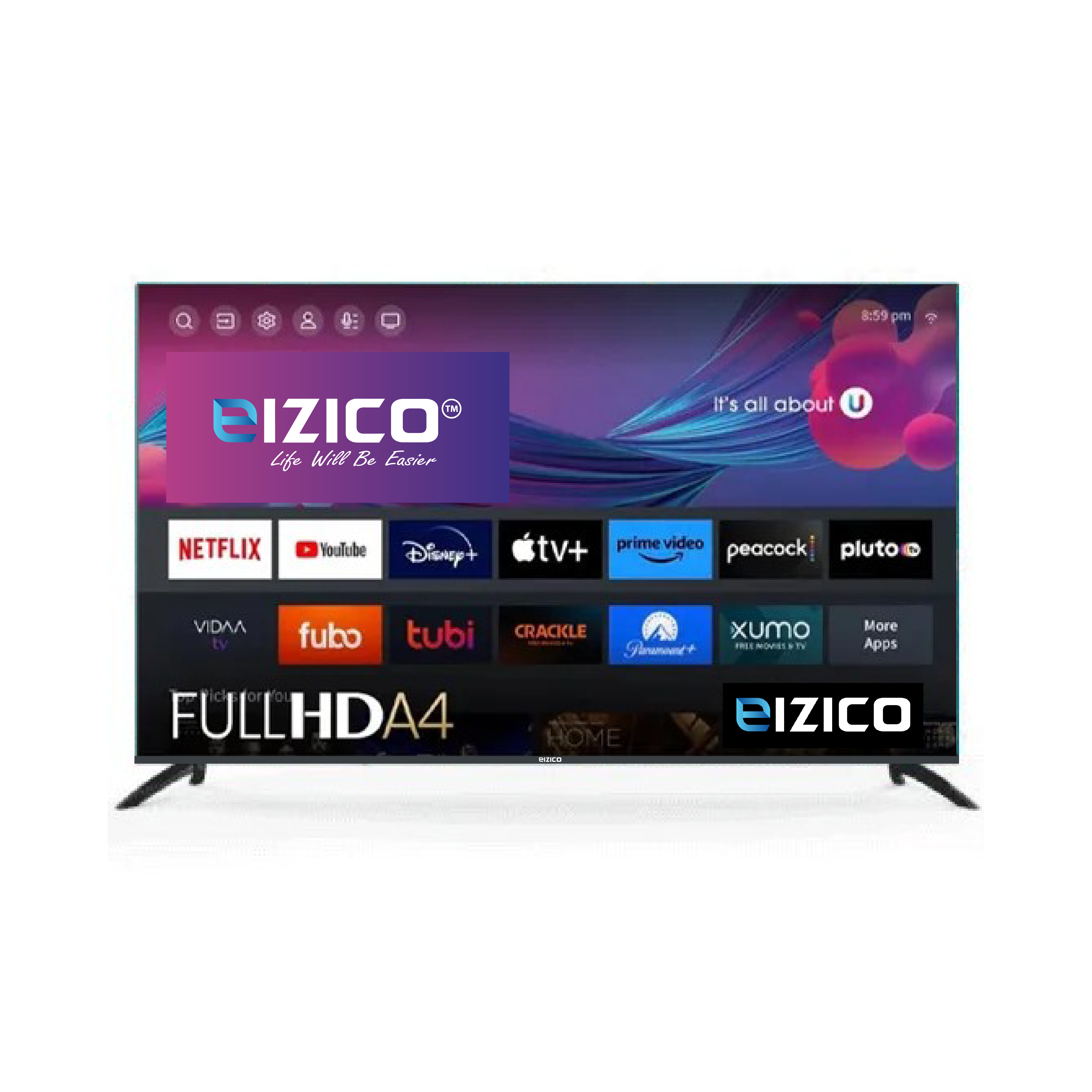 Eizico 55 Inch Smart Frameless Voice Control Led Tv (Model: EL-55VSFL26)