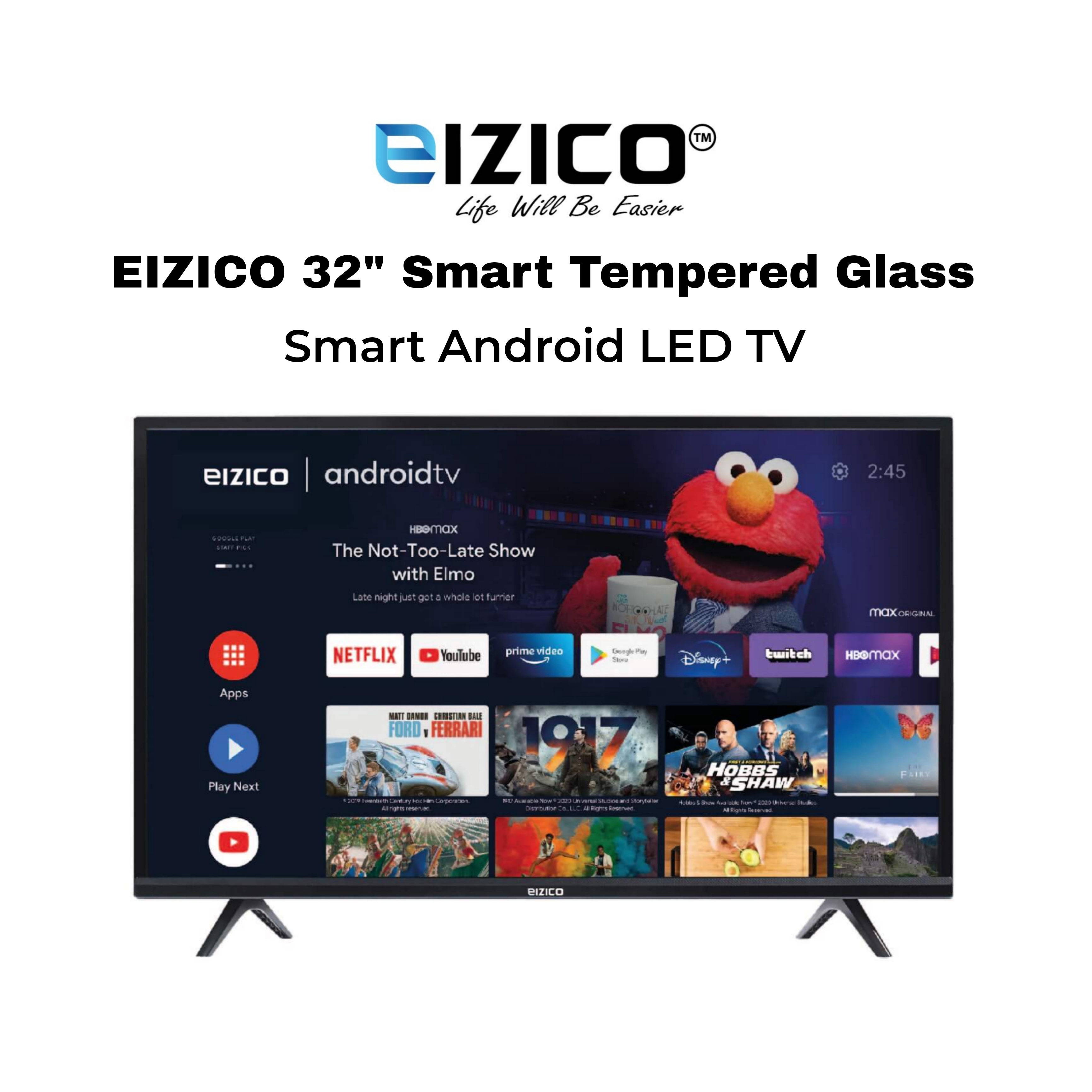 Eizico 32 Inch Smart Tempered Glass  Led Tv (Model: EL-32SGL26)