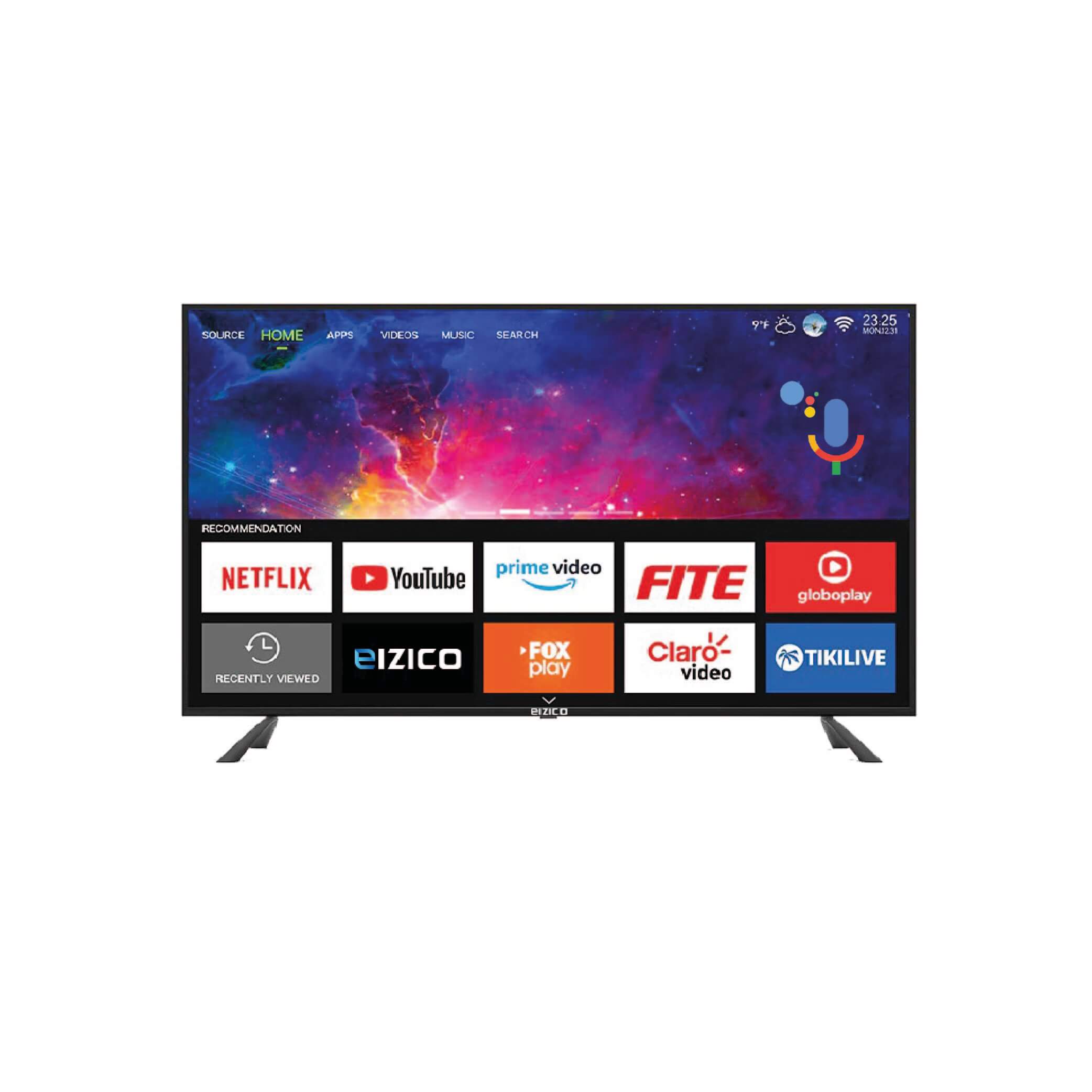 Eizico 43 Inch Smart Tempered Glass 4K Voice Control Led Tv (Model: EL-43V4SGL26)