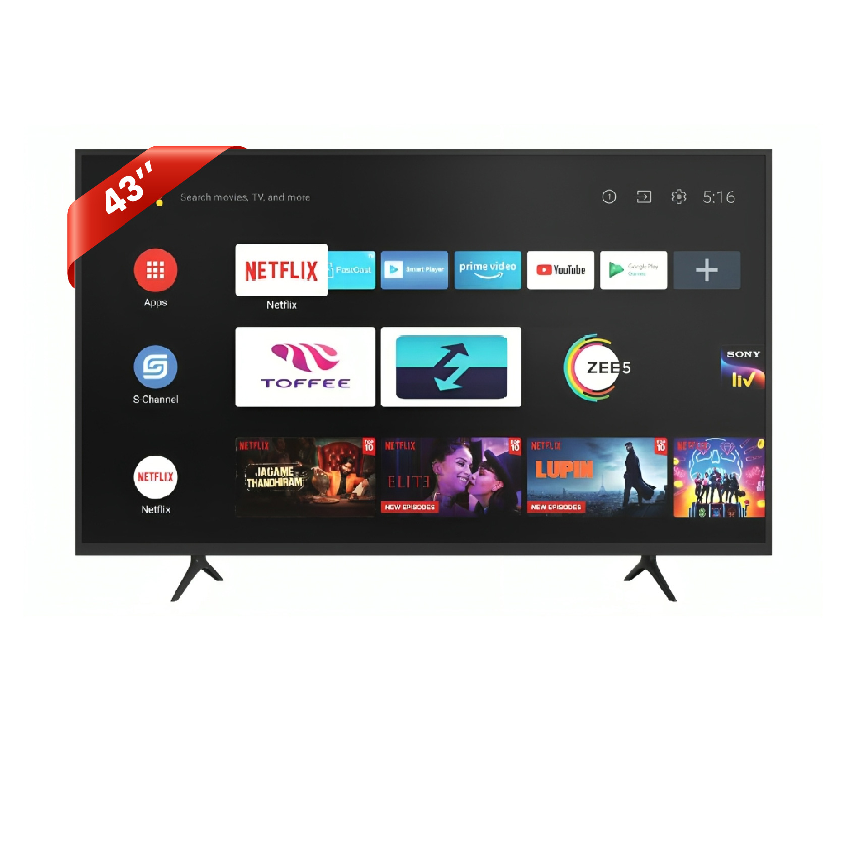 SMARTON 43” SMART 2K VOICE CONTROL DOUBLE GLASS LED TV (MODEL-SM43SDG)