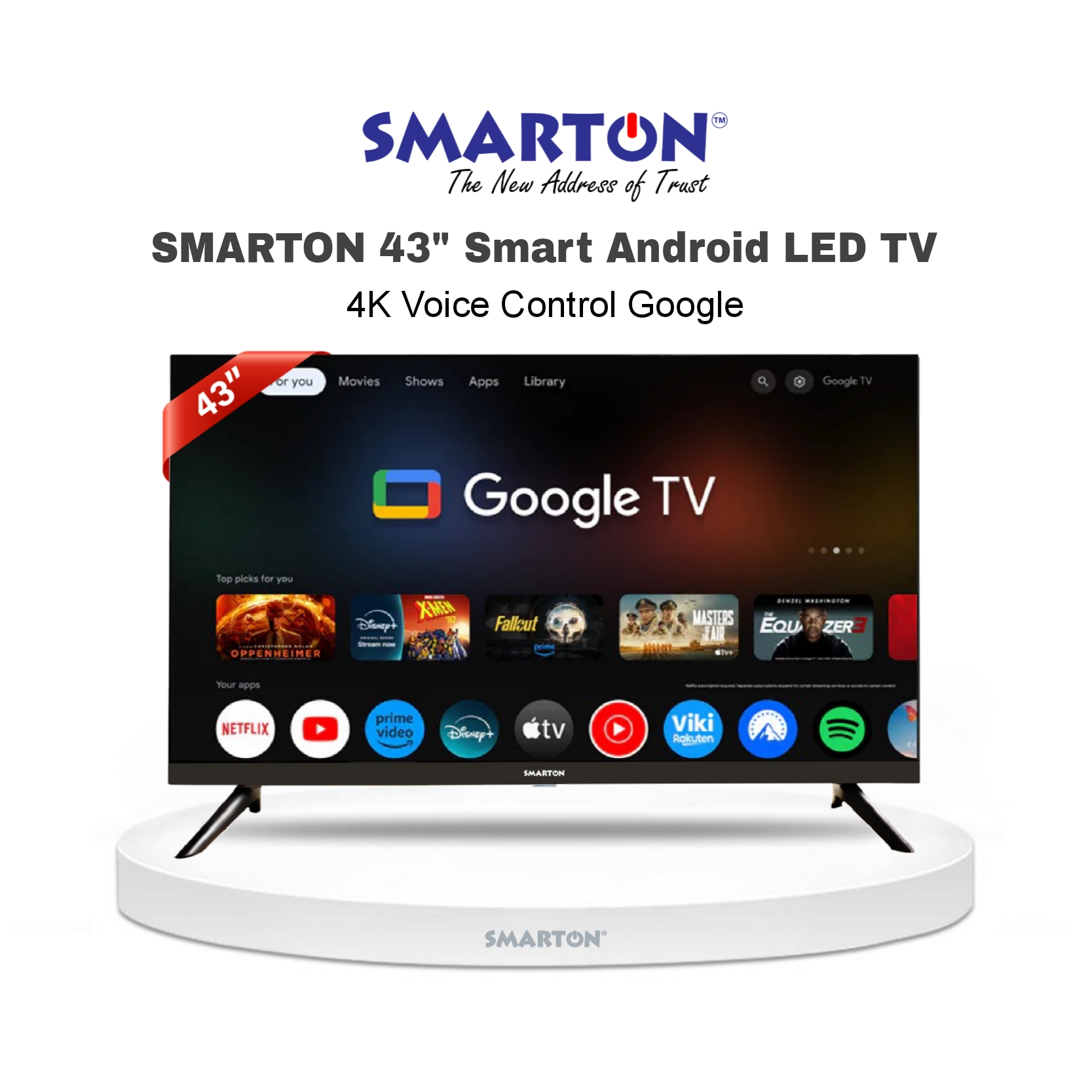 SMARTON 43 INCH SMART GOOGLE CERTIFIED VOICE CONTROL 4K LED TV (MODEL-SM43S4VG26)