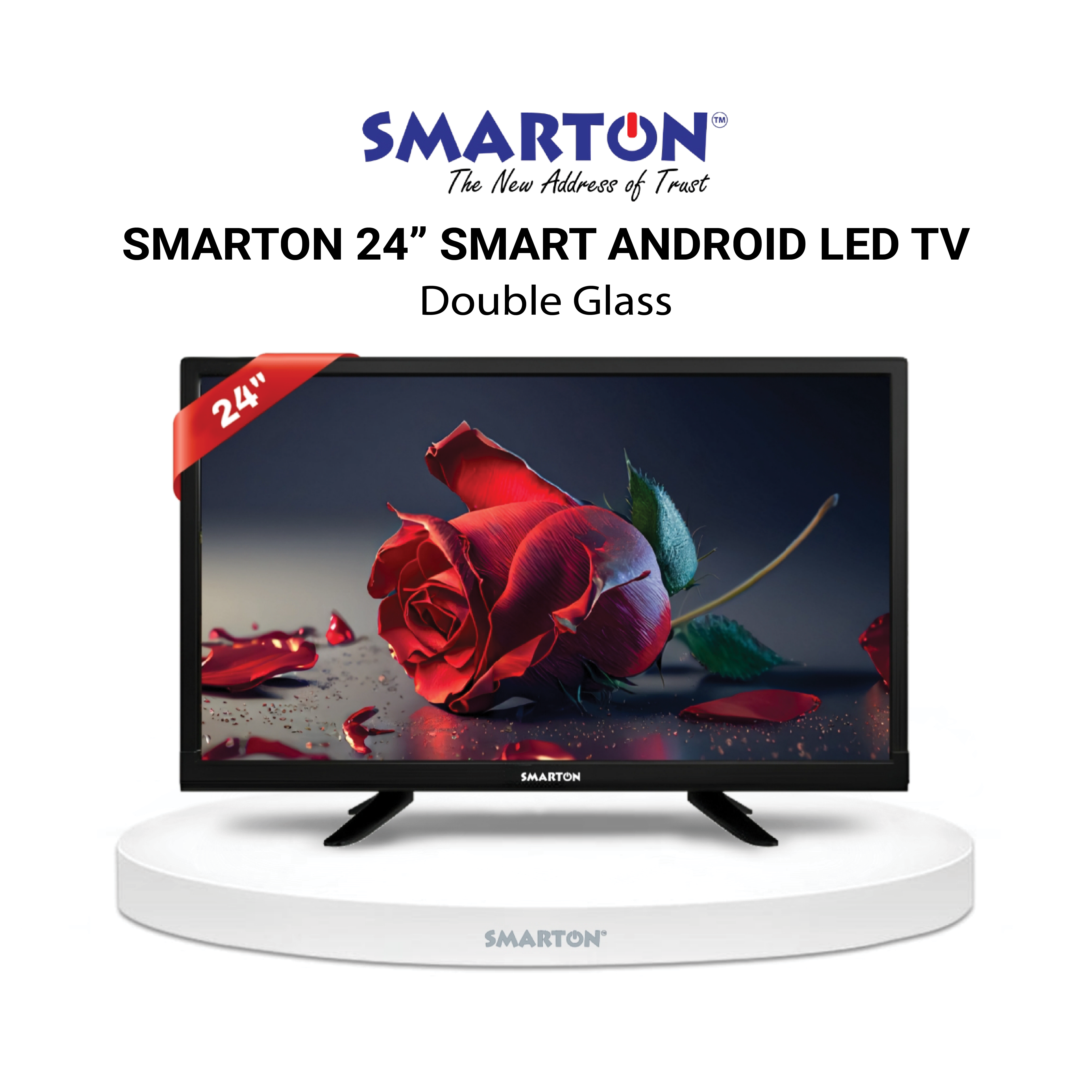 SMARTON 24 INCH SMART DOUBLE GLASS LED TV (MODEL: SM-24SDG26)