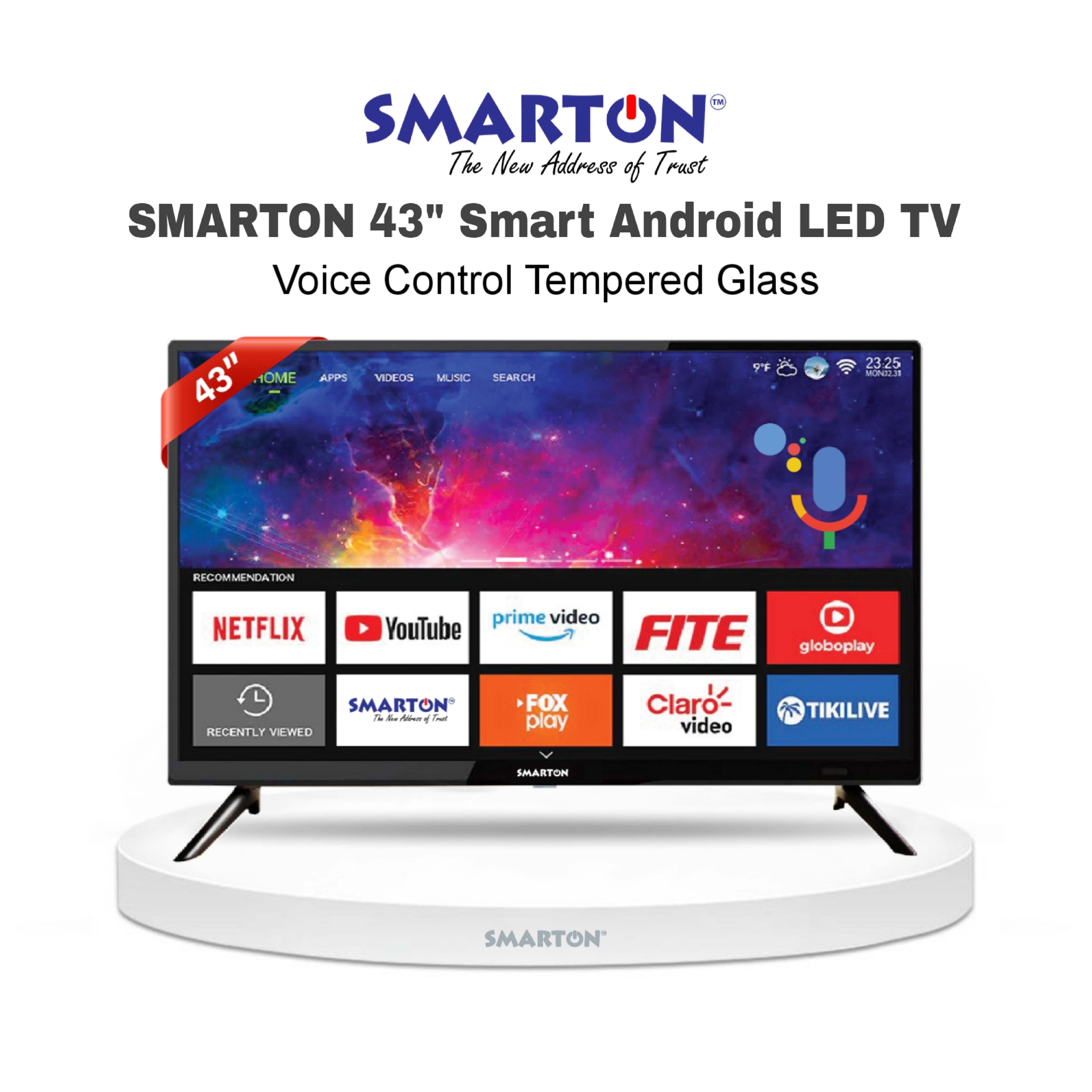 SMARTON 43 INCH SMART VOICE CONTROL DOUBLE GLASS LED TV (MODEL: SM-43VSDG26)